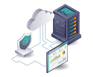 artificial intelligence analyzes cloud server data vector image