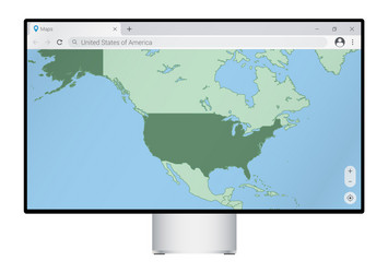 computer monitor with map of usa in browser vector image