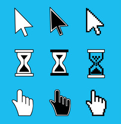 Cursor set - mouse hand arrow hourglass vector