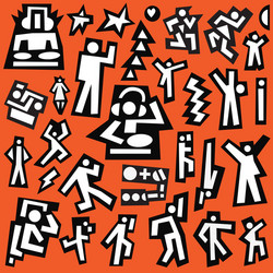 dancing people - doodles set vector