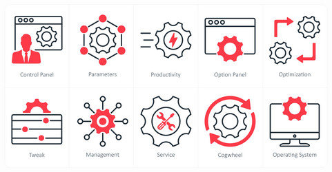 a set of 10 settings and configuration icons vector image
