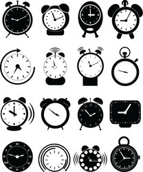 Black clock icon set Royalty Free Vector Image
