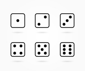 dice icon set in a linear from one to six vector image