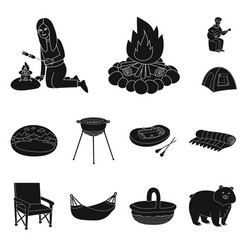 isolated object barbecue and rest icon set vector image