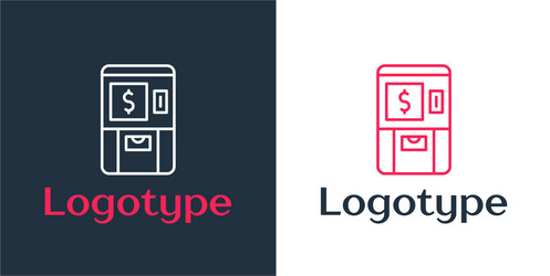 logotype line atm - automated teller machine vector image
