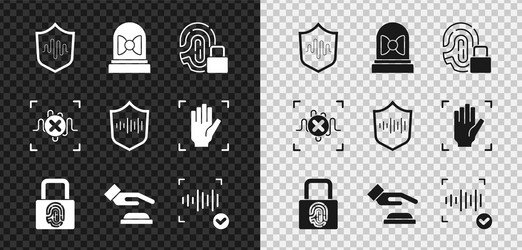 set shield voice recognition motion sensor vector image