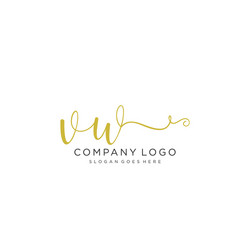 Initial vw handwriting logo with circle template Vector Image
