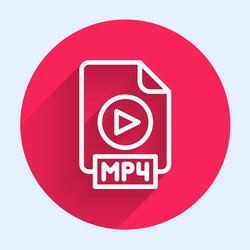 white line mp4 file document download button vector image