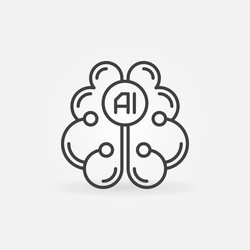 Digital brain line icon outline symbol Royalty Free Vector