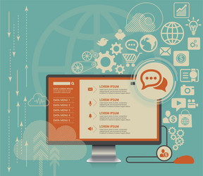 flat computing background with social media icons vector image