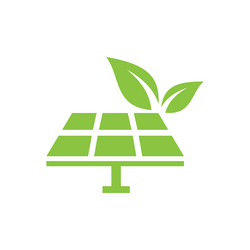 Solar Panel Icon with Leaf Vector Image