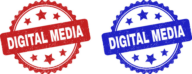 digital media rosette seals using scratched vector image