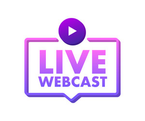 Live webcast button icon emblem label vector