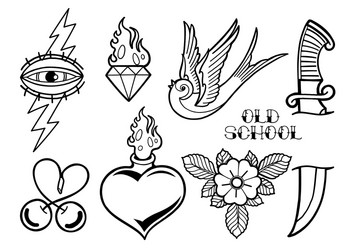 Old School Tattoo Collection Vector Image