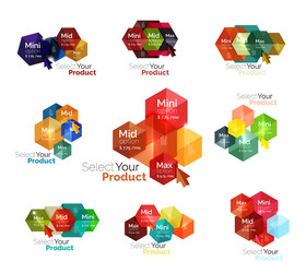 set of hexagon navigation option diagrams vector image