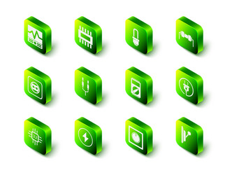 set processor with microcircuits cpu led light vector image