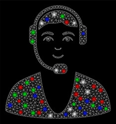 bright mesh wire frame call center guy with light vector image