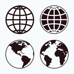 Planet map globe icons Royalty Free Vector Image