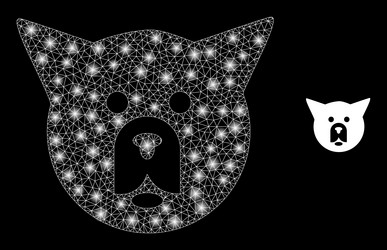 Mesh net dog head with glare network dots vector