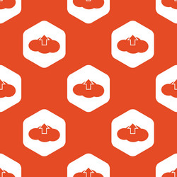 orange hexagon cloud upload pattern vector image