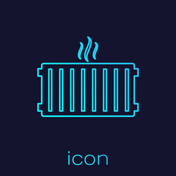 Turquoise heating radiator line icon isolated vector