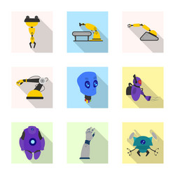 isolated object of robot and factory logo set vector image