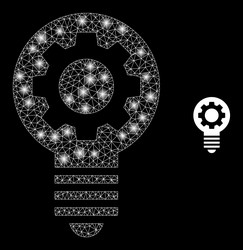 mesh net gear bulb with shiny carcass dots vector image