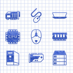 Set computer mouse video graphic card server vector