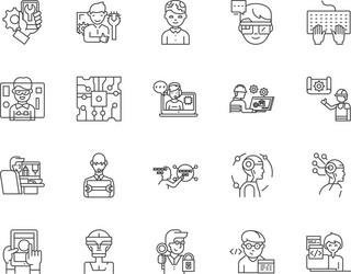 Electronic engineers line icons signs set vector