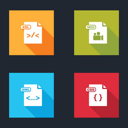 set xsl file document mov xml and css icon vector image