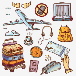 Airport and air travel icons concept traveling vector