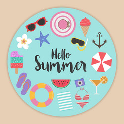 hello summer background with elements vector image