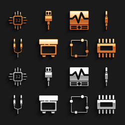 set fuse audio jack processor with microcircuits vector image