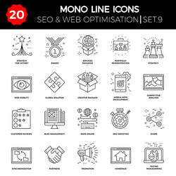 Thin line icons set of search engine optimization vector