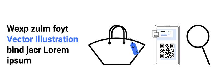 digital shopping concept with handbag qr code vector image