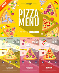 flat style pizza menu concept web site design vector image