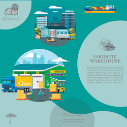 Flat warehouse logistics composition Royalty Free Vector