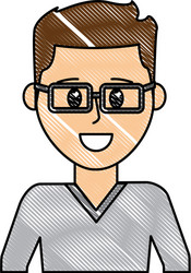 grated man wearing glasses with elegant shirt vector