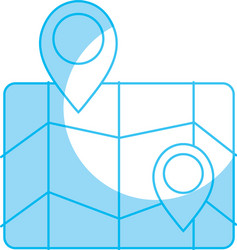 silhouette geography map with points to location vector