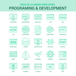 25 green programming and development icon set vector