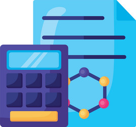 Dna molecule structure in document with calculator vector