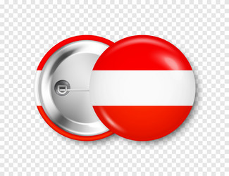 realistic button badge with printed austrian flag vector image