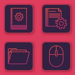 Set line user manual document folder vector