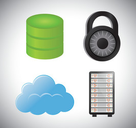 Cloud computing padlock web hosting design vector