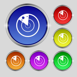 Radar icon sign round symbol on bright colourful vector