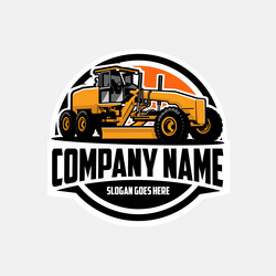 road construction and maintenance company emblem Vector Image