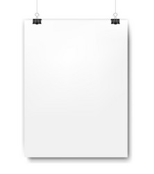 white mockup poster isolated background vector