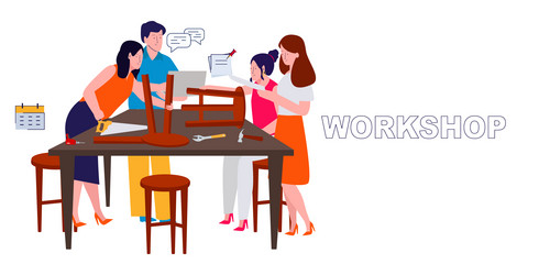 Workshop development knowledge skills handicraft Vector Image