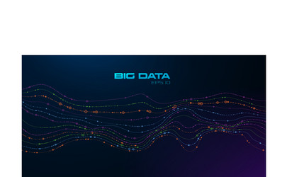 big data visualization wavy stream particles vector image