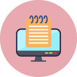 desktop computer flat circle icon vector image